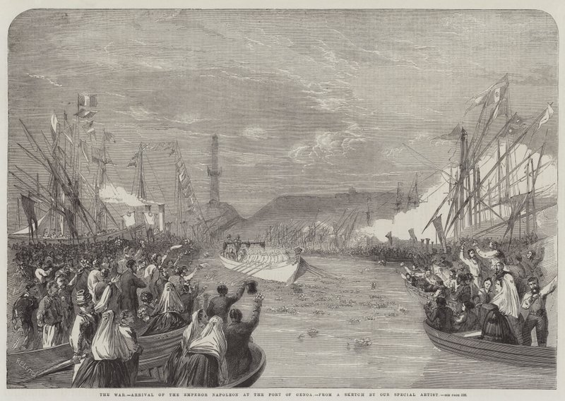 Der Krieg, Ankunft des Kaisers Napoleon im Hafen von Genua von Richard Principal Leitch