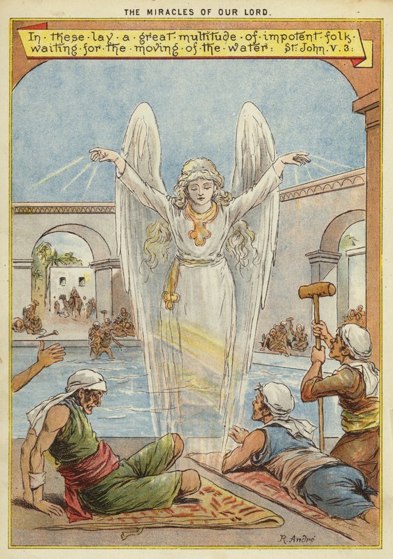 Die Wunder Christi: Kranke Menschen warten auf die Bewegung des Wassers durch einen Engel von Richard Andre