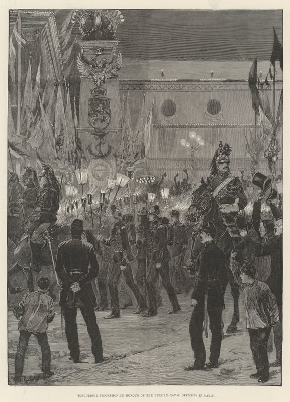 Fackelzug zu Ehren der russischen Marineoffiziere in Paris von Richard Caton Woodville junior