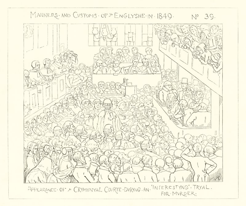 1849, Erscheinung des Strafgerichts während eines interessanten Mordprozesses von Richard Doyle