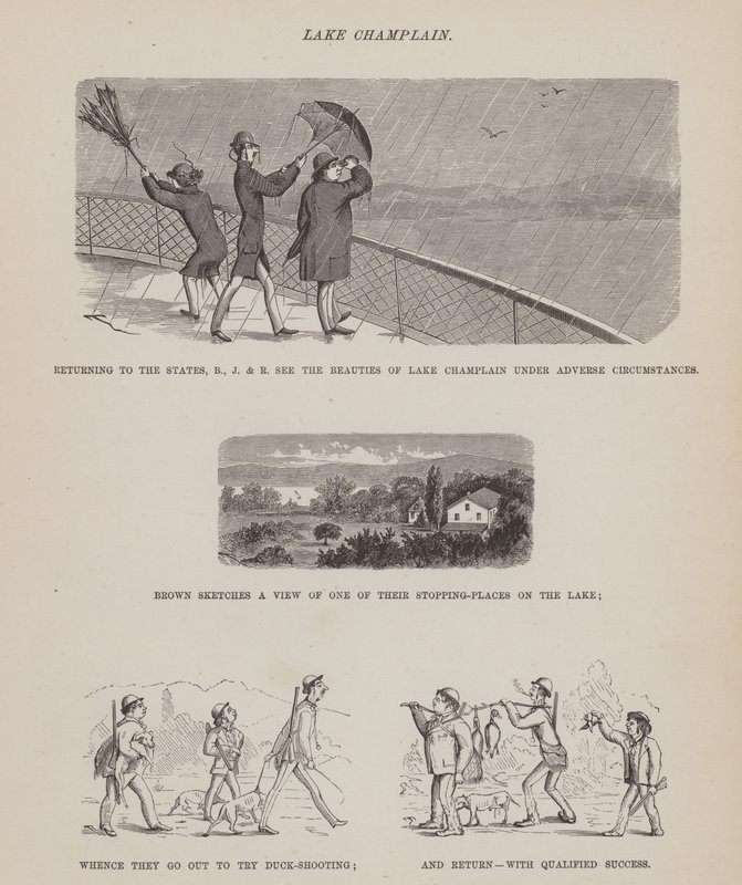 Seite aus Die amerikanische Tour von Herrn Brown, Jones und Robinson von Richard Doyle