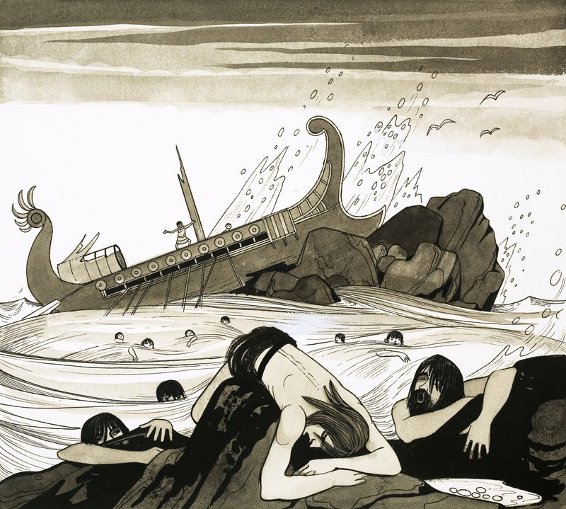 Eine römische Galeere bringt St. Paul nach Rom und zerschellt an den Felsen vor Malta von Richard Hook