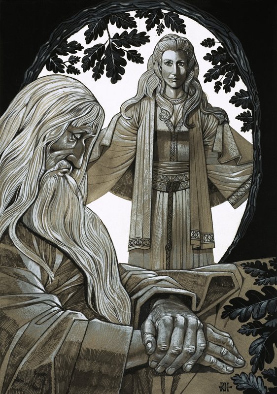Merlin und Vivian, die Fee Dame vom See von Richard Hook