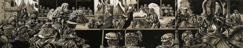 Panoramablick auf ein Ritterturnier von Richard Hook