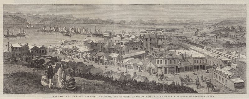 Teil der Stadt und des Hafens von Dunedin, der Hauptstadt von Otago, Neuseeland von Richard Principal Leitch