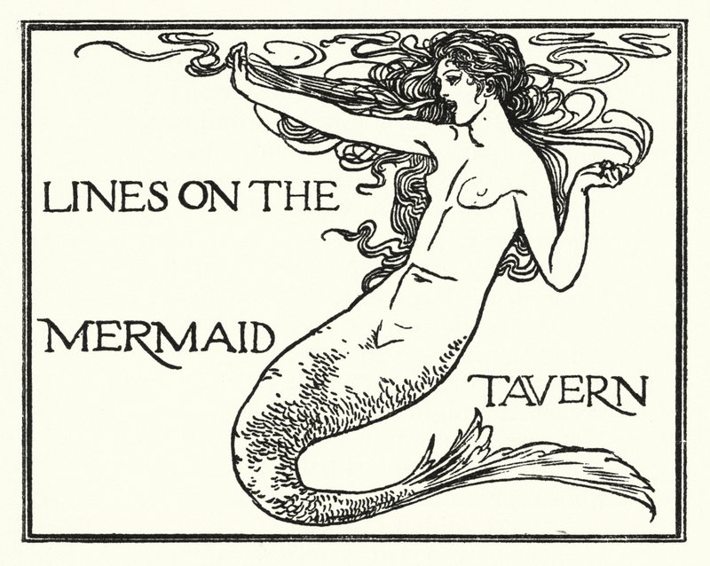 Illustration für Gedichte von John Keats: Zeilen in der Mermaid Tavern (Lithografie) von Robert Anning Bell