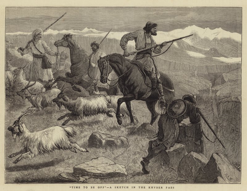 Zeit zum Aufbruch, eine Skizze im Khyber-Pass von Samuel Edmund Waller