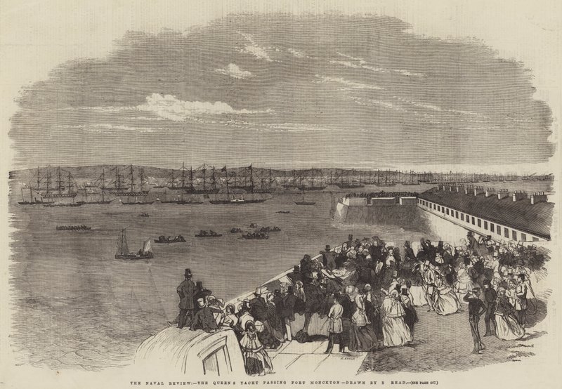 Die Marineparade, die Yacht der Königin passiert Fort Monckton von Samuel Read