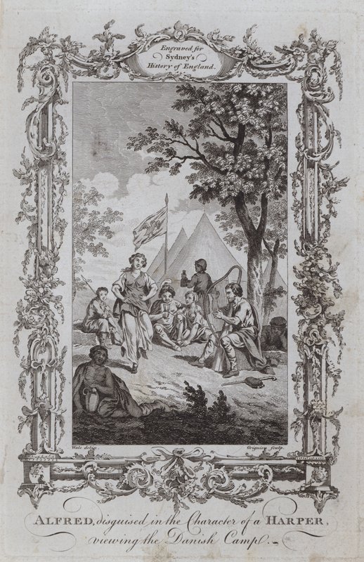 Alfred, verkleidet als Harfner, betrachtet das dänische Lager von Samuel (after) Wale