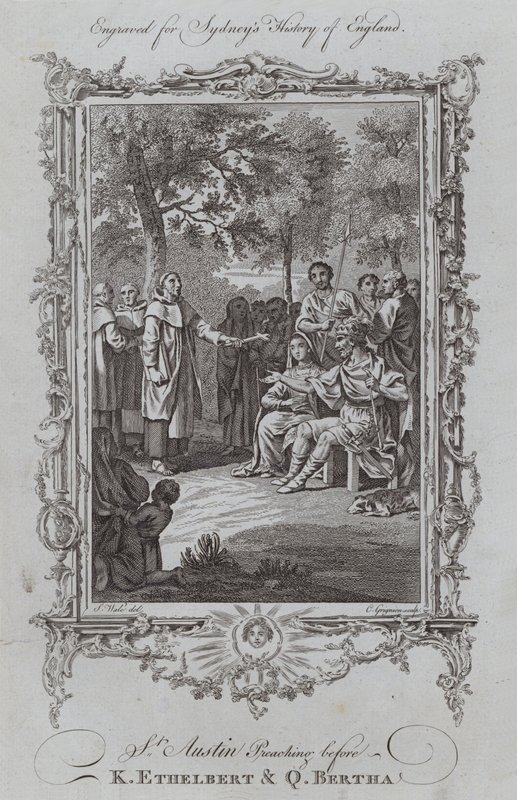 St. Austin predigt vor König Ethelbert und Königin Bertha (Gravur) von Samuel (after) Wale