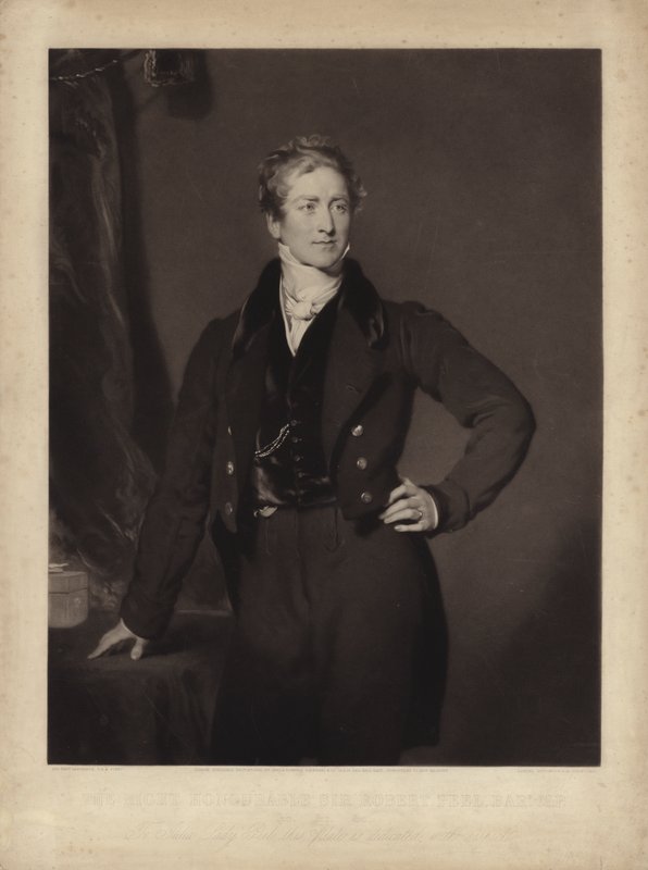 Sir Robert Peel, englischer konservativer Politiker und Premierminister (Gravur) von Samuel Cousins