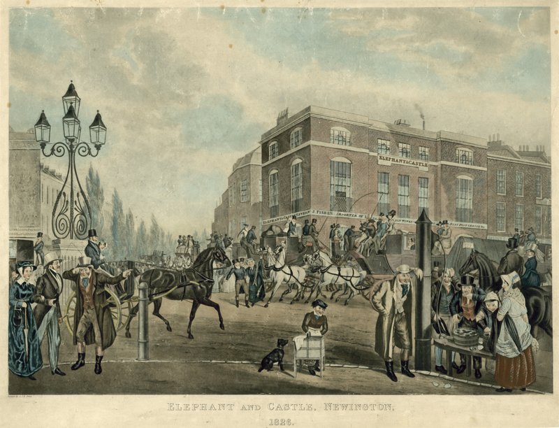 Elephant and Castle, Newington, London, 1826 von Samuel John Egbert Jones