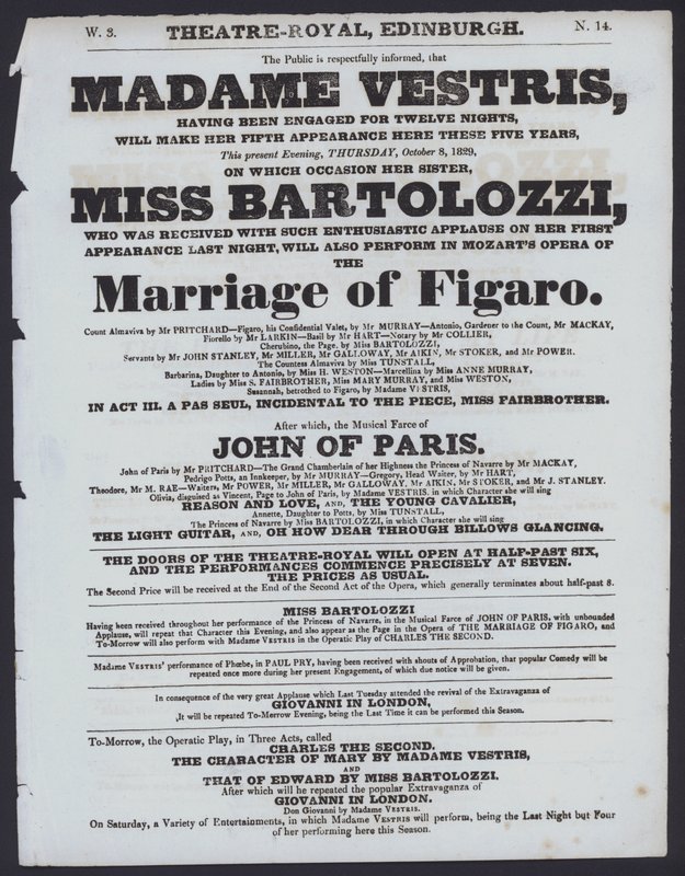 Theaterprogramm für das Theatre Royal, Edinburgh, 8. Oktober 1829 von Scottish School