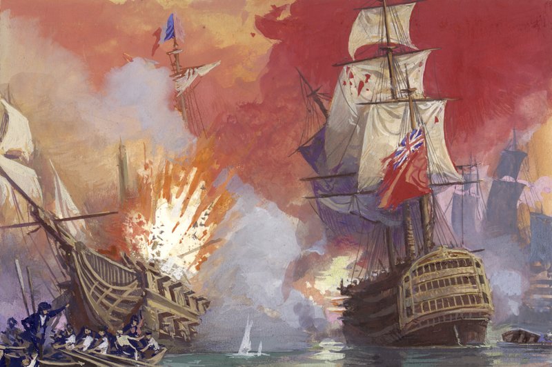 Britische Seeschlacht mit den Franzosen während der Napoleonischen Kriege von Severino Baraldi