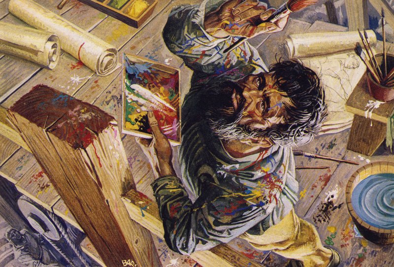 Michelangelo arbeitet an der Decke der Sixtinischen Kapelle von Severino Baraldi