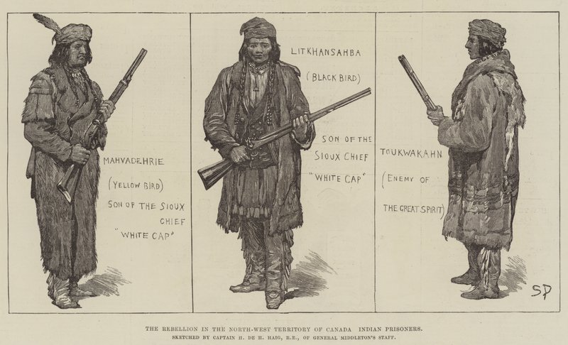 Die Rebellion im Nordwestterritorium von Kanada, indische Gefangene von Sidney Paget