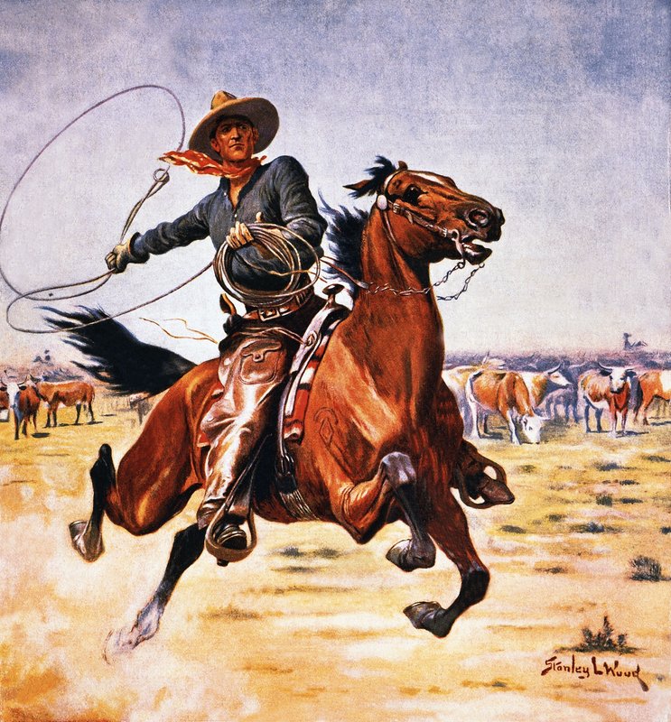 Cowboy mit Lasso von Stanley L. Wood