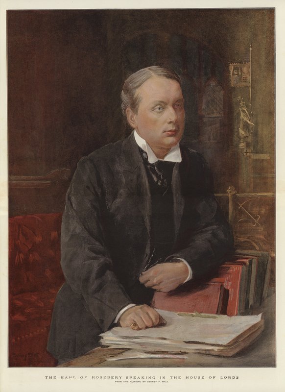 Der Earl von Rosebery spricht im House of Lords von Sydney Prior (after) Hall