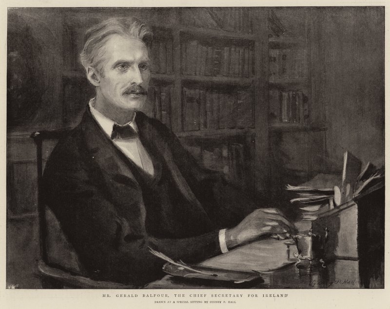 Mr. Gerald Balfour, der Chefsekretär für Irland von Sydney Prior Hall