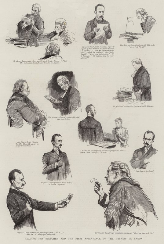 Die Reden lesen und der erste Auftritt des Zeugen Le Caron von Sydney Prior Hall