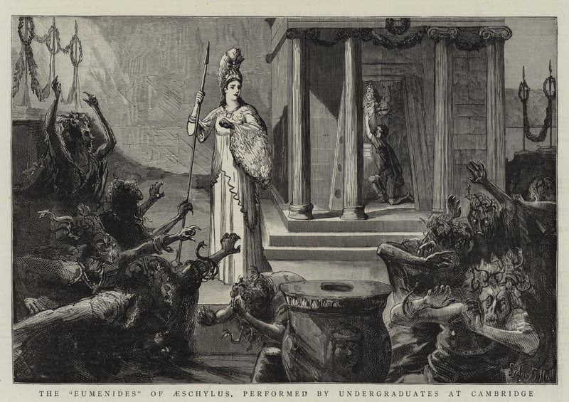 Die Eumeniden des Aischylos, aufgeführt von Studenten in Cambridge von Sydney Prior Hall
