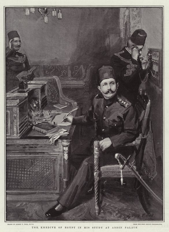 Der Khedive von Ägypten in seinem Arbeitszimmer im Abdin-Palast von Sydney Prior Hall