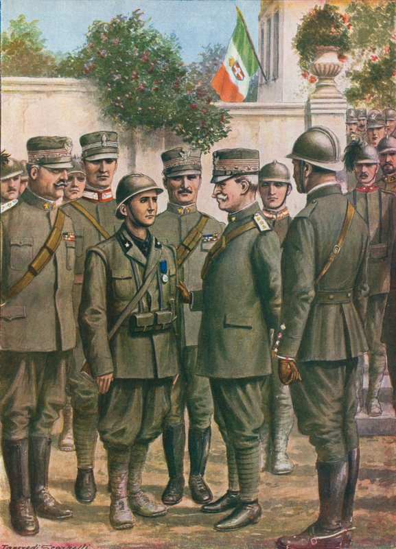 Der König verleiht Medaillen für Tapferkeit an der Front von Tancredi Scarpelli