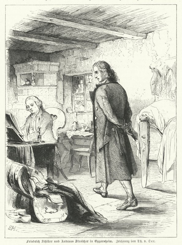 Der deutsche Dichter und Dramatiker Friedrich Schiller mit seinem Freund, dem Pianisten und Komponisten Andreas Streicher in Oggersheim von Theobald Reinhold von Oer
