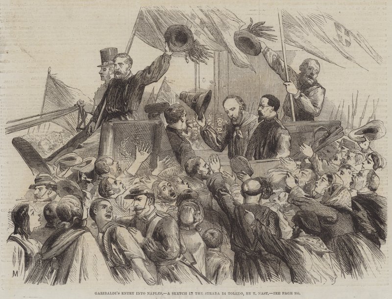 Garibaldis Einzug in Neapel, eine Skizze in der Strada di Toledo von Thomas Nast