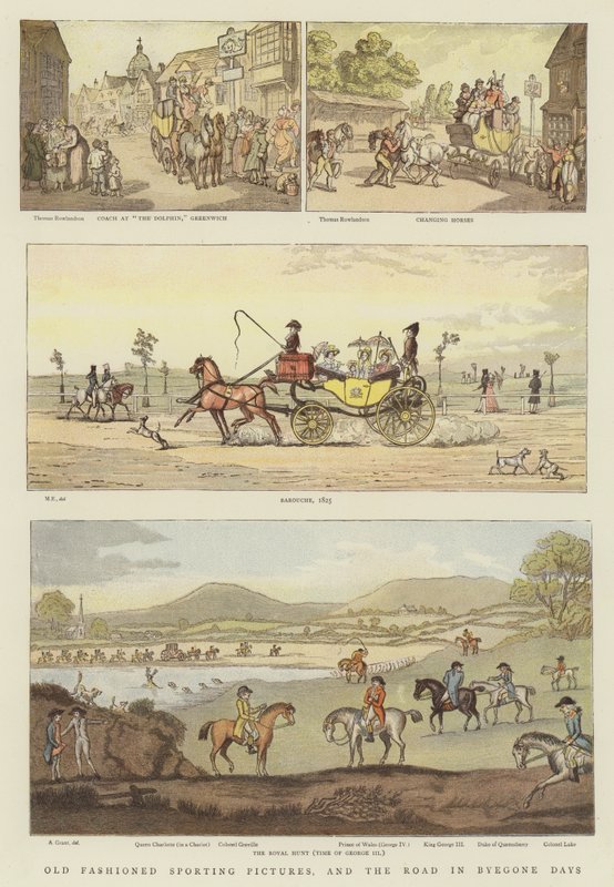 Altmodische Sportbilder und die Straße in vergangenen Tagen von Thomas Rowlandson
