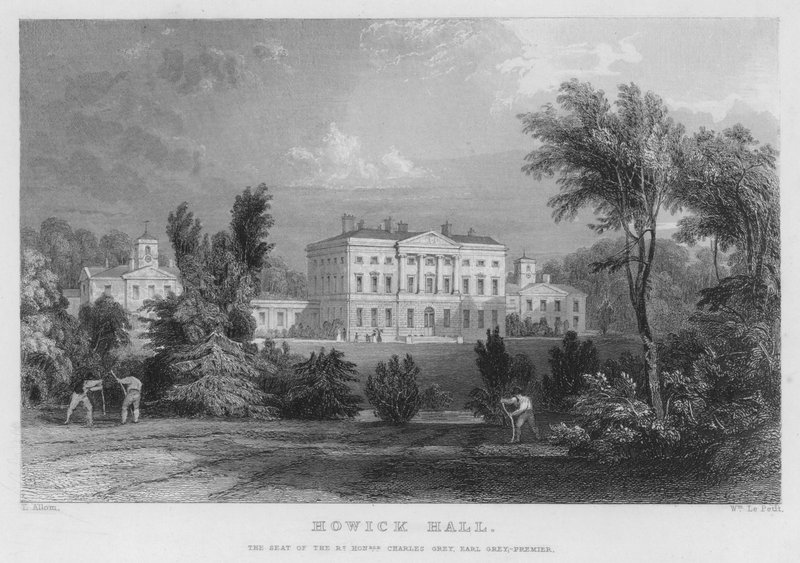 Howick Hall, der Sitz von Charles Grey, Earl Grey, Premier (Stich) von Thomas (after) Allom