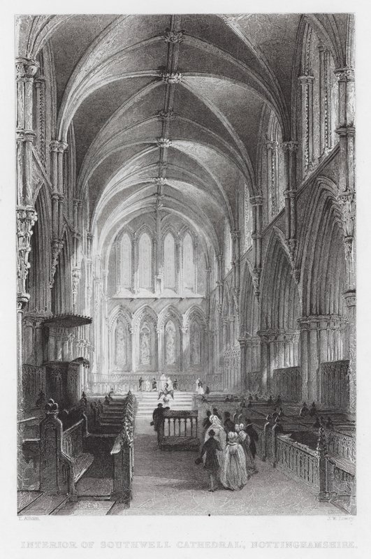 Innenraum der Kathedrale von Southwell, Nottinghamshire von Thomas (after) Allom