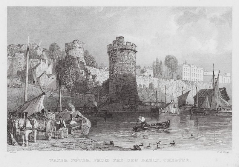 Wasserturm, vom Dee-Becken, Chester von Thomas (after) Allom
