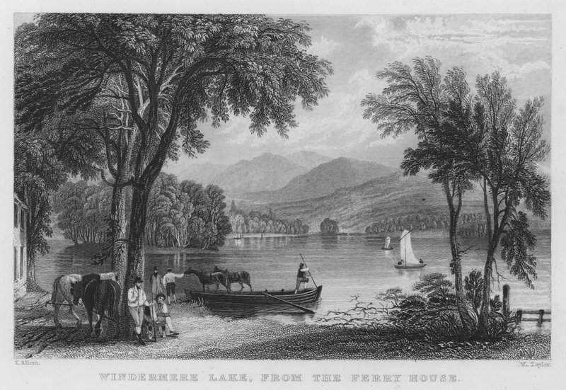 Windermere See, vom Fährhaus (Stich) von Thomas (after) Allom