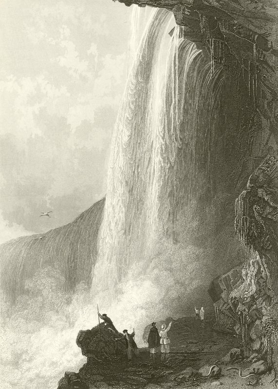 Hufeisenfall, Niagara. Eingang zur Höhle auf der englischen Seite von Thomas Allom