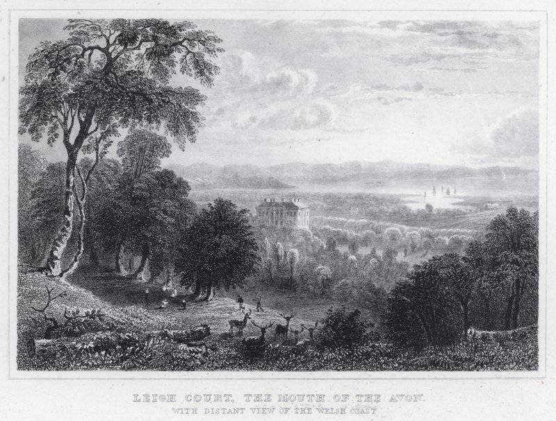 Leigh Court, die Mündung des Avon, mit Fernsicht auf die walisische Küste (Stich) von Thomas Hosmer Shepherd
