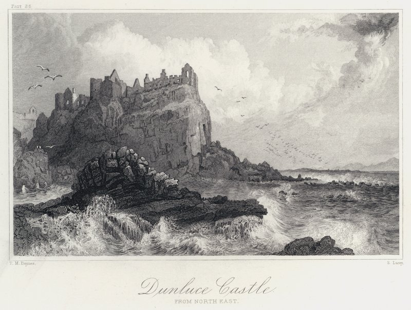 Dunluce Castle, von Nordosten von Thomas Mann (after) Baynes