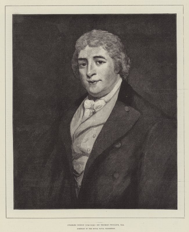 Charles Dibdin (1745-1814), Porträt in der Royal Naval Exhibition von Thomas Phillips