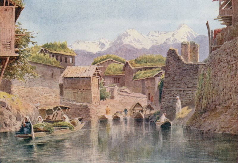 Marktboote auf dem Mar-Kanal, Srinagar von Unbekannt Unbekannt