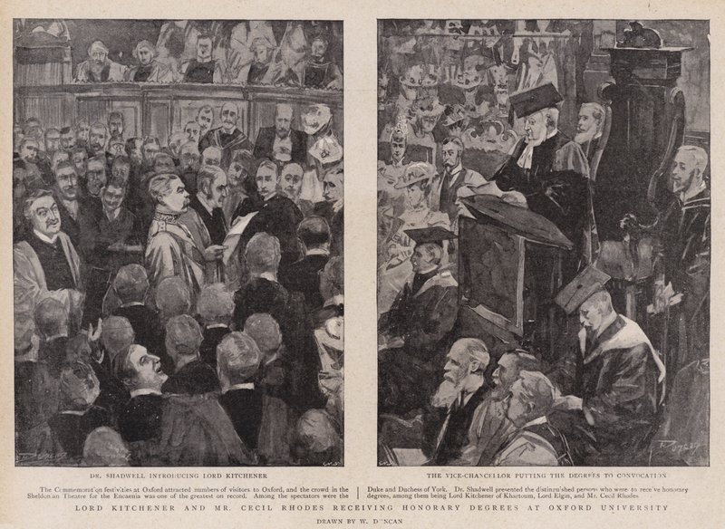 Lord Kitchener und Mr. Cecil Rhodes erhalten Ehrenabschlüsse an der Universität Oxford von Walter Duncan