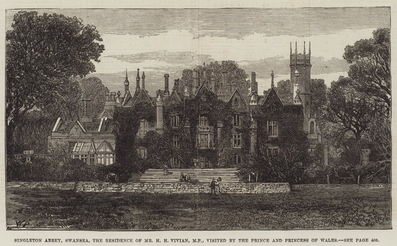 Singleton Abbey, Swansea, die Residenz von Mr. H. H. Vivian, MP, besucht vom Prinzen und der Prinzessin von Wales von Walter Paget