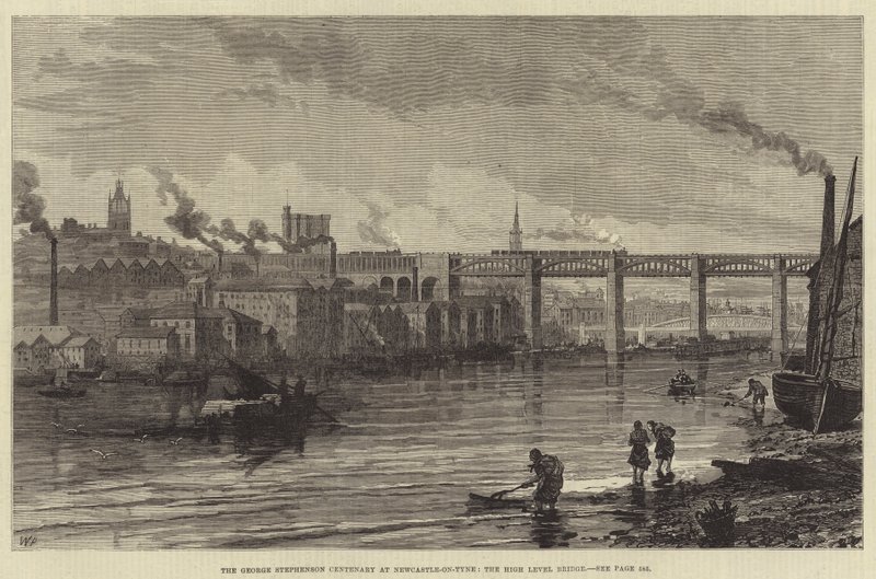Das George Stephenson-Jubiläum in Newcastle-on-Tyne, die Hochbrücke von Walter Paget