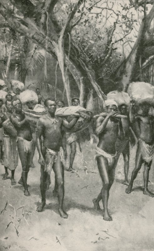 Die Anhänger von Dr. Livingstone tragen seinen einbalsamierten Körper zur Küste von Walter Stanley Paget