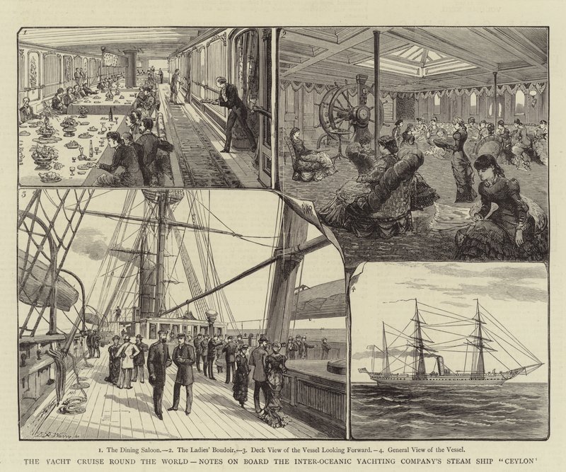 Die Yachtkreuzfahrt um die Welt, Notizen an Bord des Dampfschiffs Ceylon der Inter-Oceanic Yachting Company von Warry