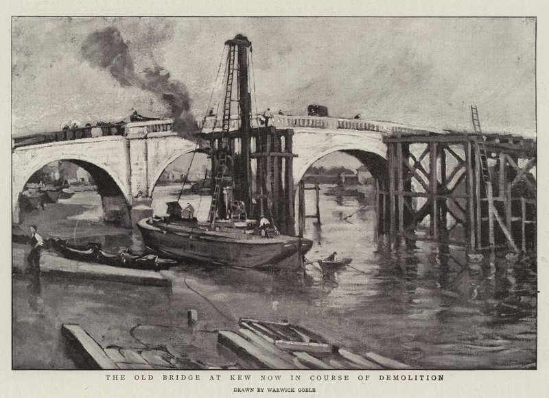 Die alte Brücke in Kew, jetzt im Abriss von Warwick Goble
