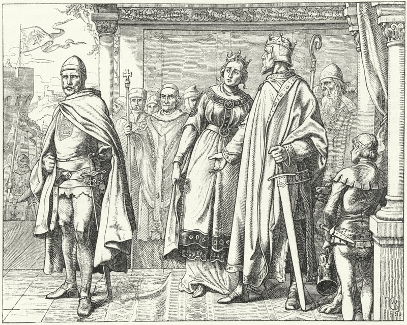 Ernst II., Herzog von Schwaben, vor König Konrad II. von Deutschland nach seiner Rebellion gegen ihn von Wilhelm Camphausen