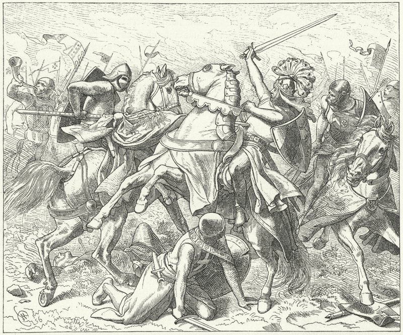 Der rebellische Herzog Rudolf von Schwaben tödlich verwundet in der Schlacht an der Elster von Wilhelm Camphausen