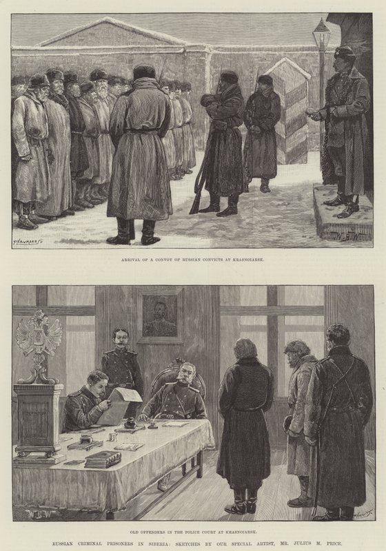 Russische Strafgefangene in Sibirien von William Barnes Wollen