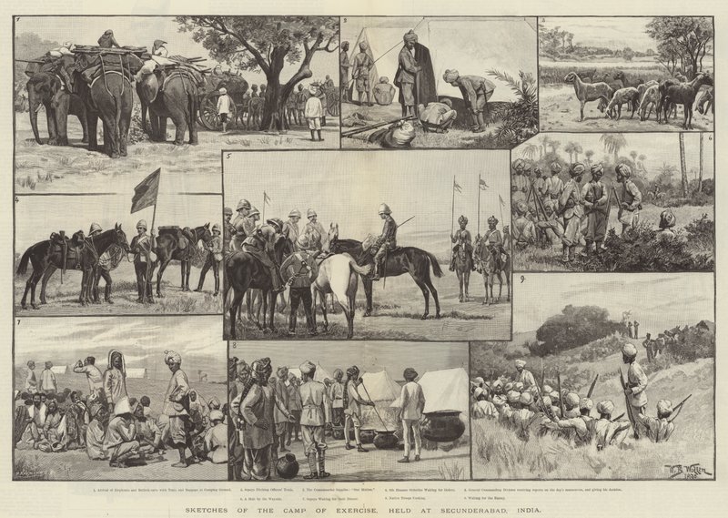 Skizzen des Übungslagers in Secunderabad, Indien von William Barnes Wollen