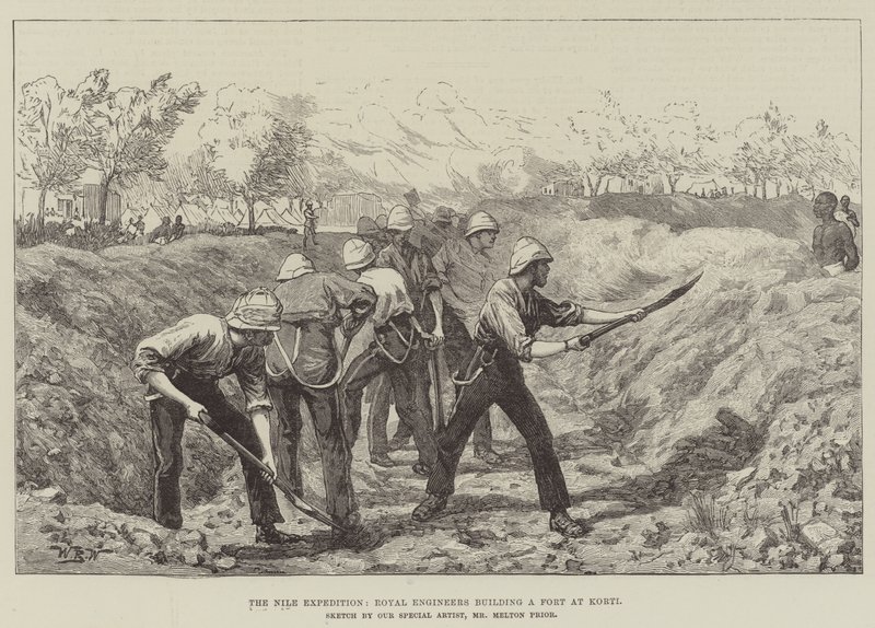 Die Nil-Expedition, königliche Ingenieure bauen ein Fort in Korti von William Barnes Wollen